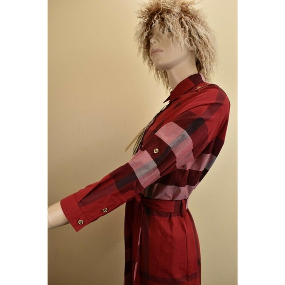 NWT BURBERRY KELSY PARADE RED CHECK COTTON BELTED DRESS US 6 / UK 8 / EU 40 $600 - Picture 6 of 12